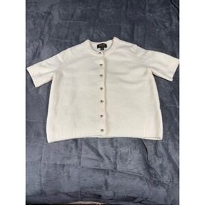 Truth by Republic Mens Off White Short Sleeve Button Front Cardigan Sweater L